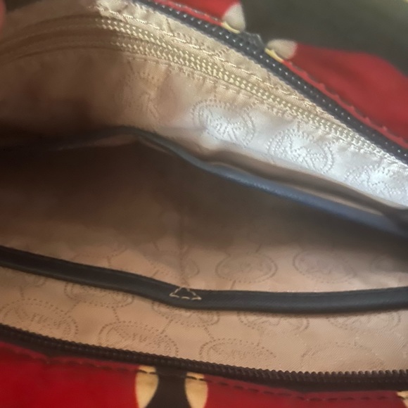 Authentic Michael Kors Nylon Crossbody, Red, White, & Blue with Tan Strap - Picture 4 of 5